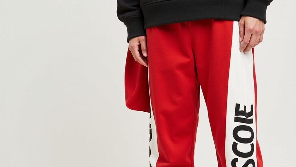 Balenciaga Soccer Baggy Sweatpants in red and white