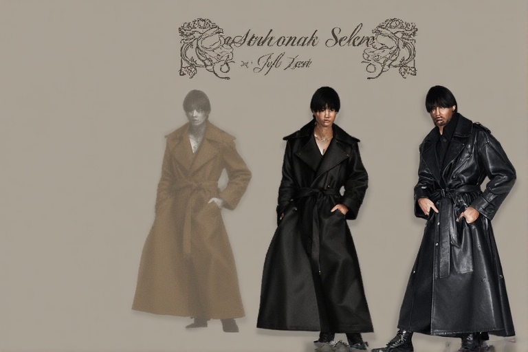 Black leather trench coat clipart
