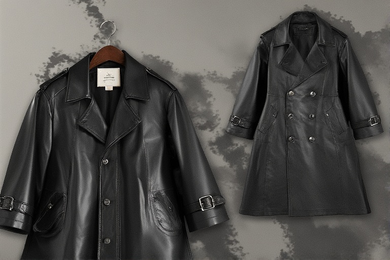 Black leather trench coat clipart
