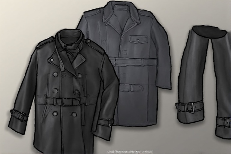 black leather trench coat clipart
