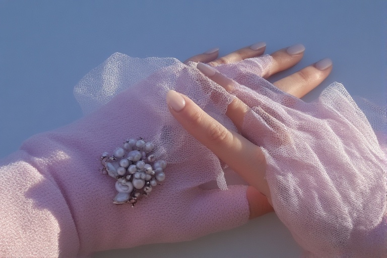 women's light pink fingerless gloves for a royal ball​
